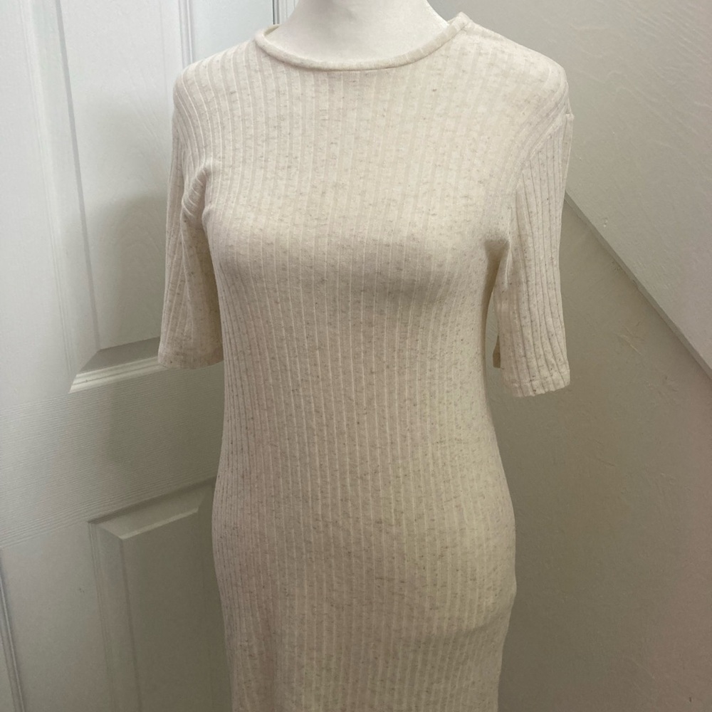 Reformation Cream Ribbed Knit Dress